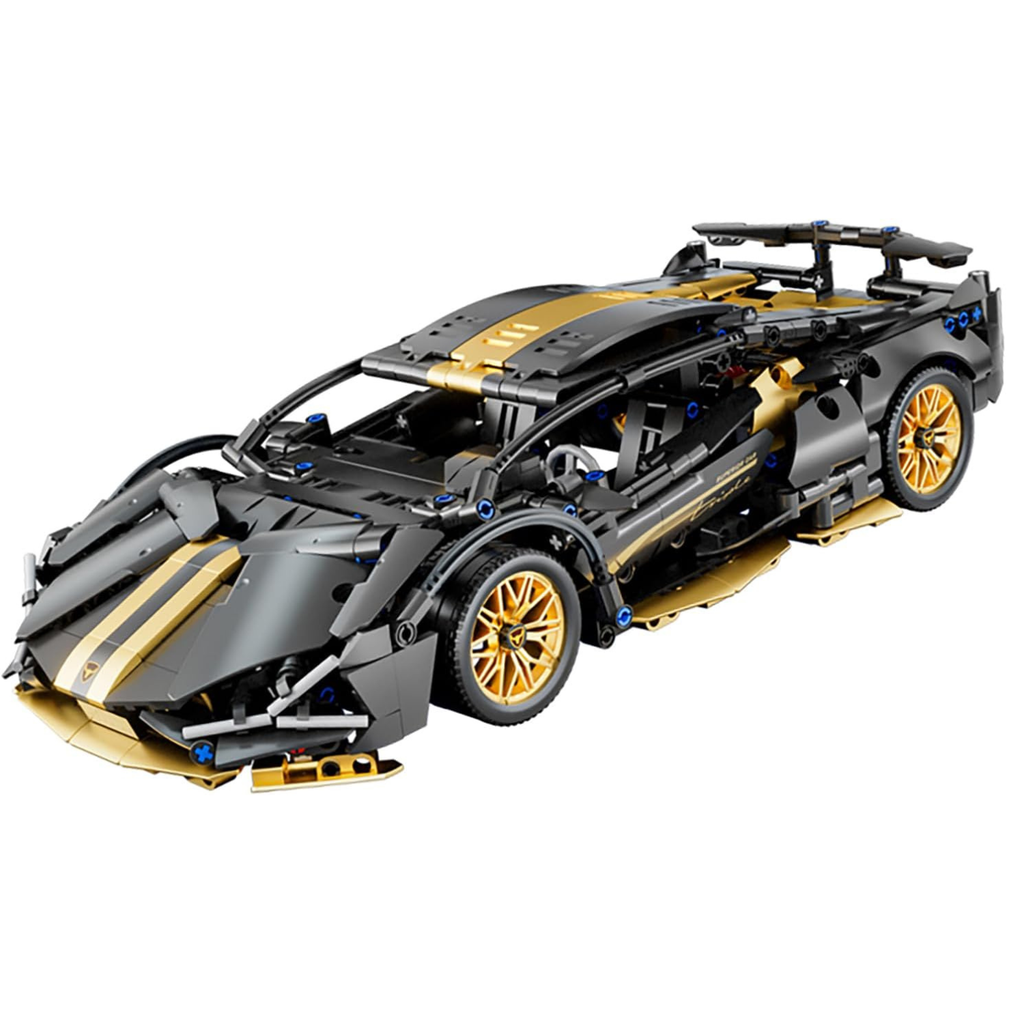 Black Race Car Building Blocks, 1:14 Technical Supercar Model Kit