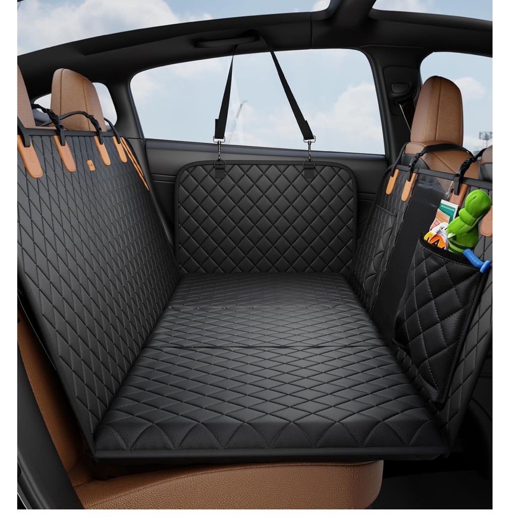 Made4Pets Dog Car Seat Cover, Waterproof Non-Slip Back Seat Hammock with Hard Bottom