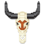 Yellowstone Cow Steer Skull Building Set, 563-Piece Brick Model with Table & Wall Mount