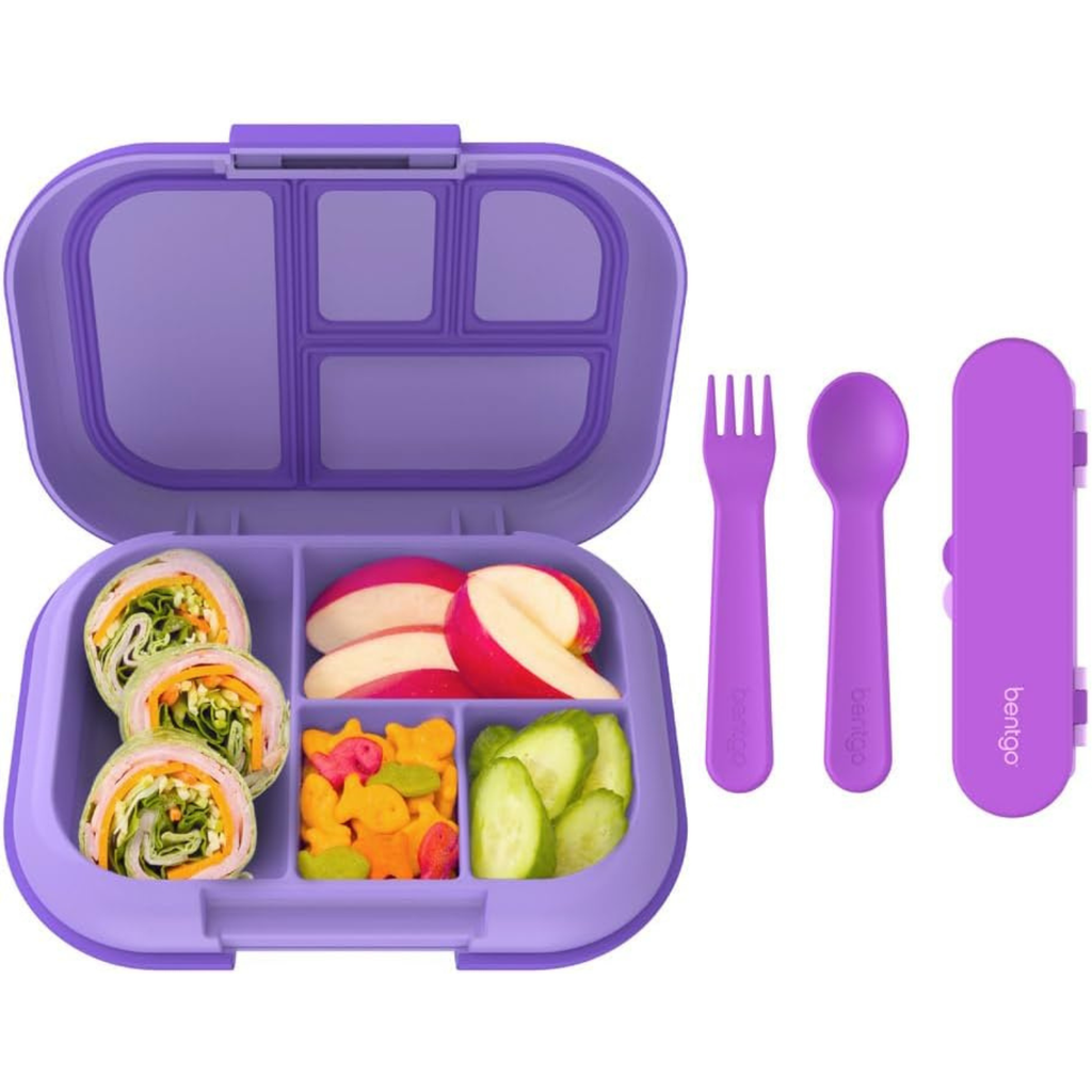 Kids Chill Lunch Box With Kids Reusable Plastic Utensils (Purple)