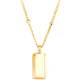 S925 Sterling Silver Small Bar Necklace for Women, Gold-Plated Pendant with Adjustable Chain
