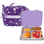 Kids Insulated Lunch Bag and Stainless Steel Lunch Box Set (Unicorn)