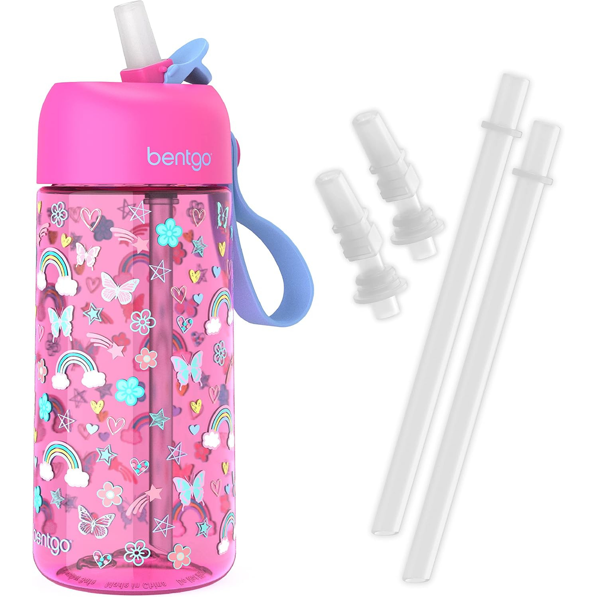 Kids Water Bottle, Replacement Straws Set, 15 oz, Leak-Proof
