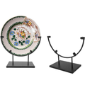 Gugxiom Round Metal Display Stand, Fused Glass Art Base, Round Art Panel Stand, for Stained Glass Fused Easel Display Slab Slice Fossil Flat Minerals (12inch 2pcs)
