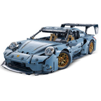 1:14 Blue Race Car Building Blocks, 973-Piece Supercar Model Kit