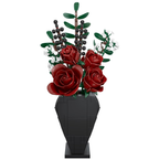 Midnight Flower Bouquet Building Set, Gothic Blood Rose with Coffin Vase, 596 Pieces