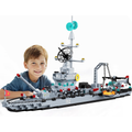 Battleship Building Blocks, Military Warship Model with LED Lights