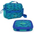 Prints Insulated Lunch Bag Set With Kids Bento-Style Lunch Box (Shark)
