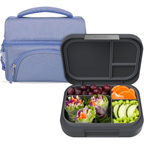 Modern Lunch Box (Dark Gray) Set With Deluxe Insulated Lunch Bag (Slate)