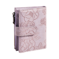 Wallet for Women, Embossed PU Leather Trifold Short Purse, RFID Blocking Credit Card Holder with Card Slots, Coin Pocket, Buckle Closure, Metallic Zipper