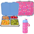 Kids Stainless Steel Lunch Box and Water Bottle Set (Rainbows & Butterflies)