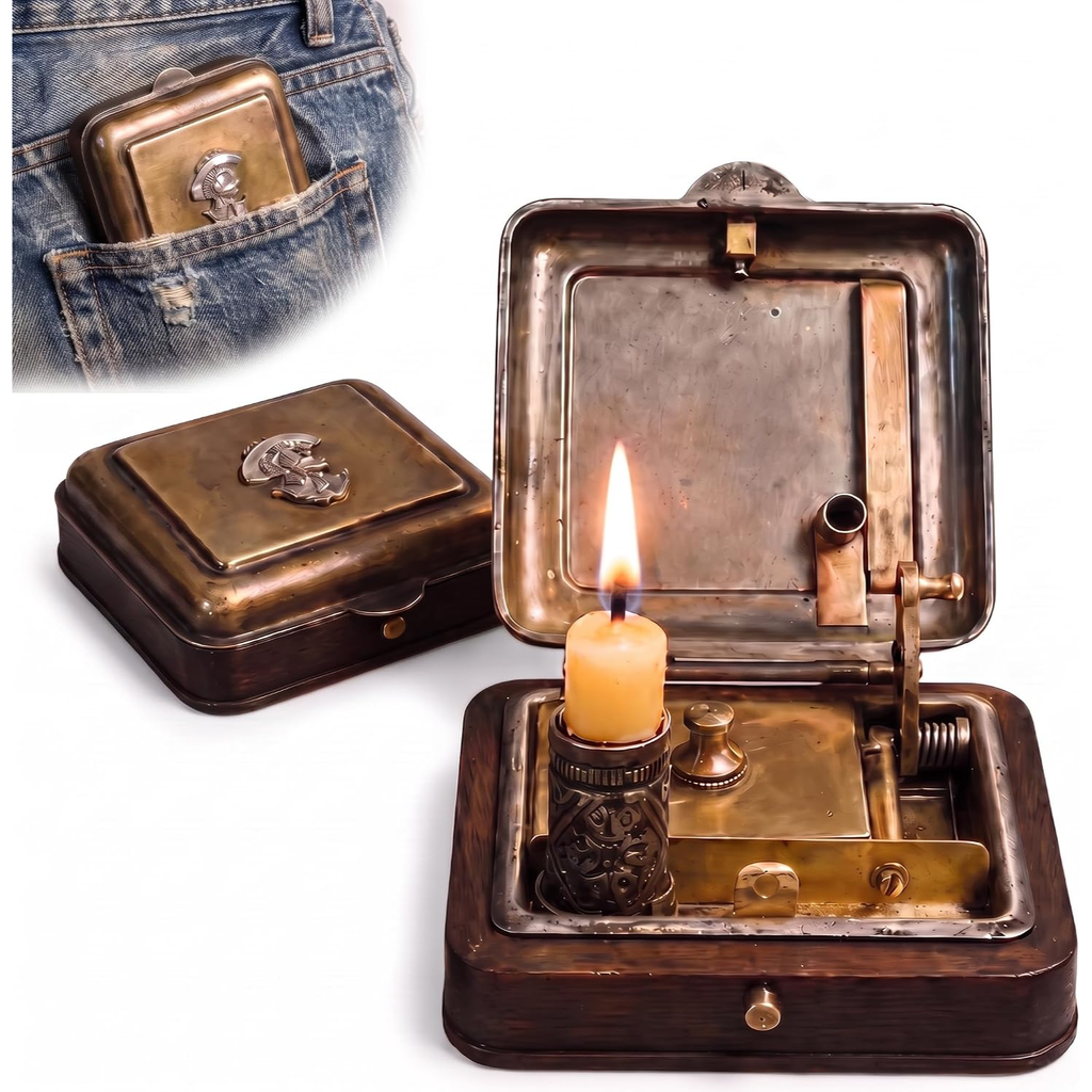 Vintage Brass Pocket Candle Box with Snuffer