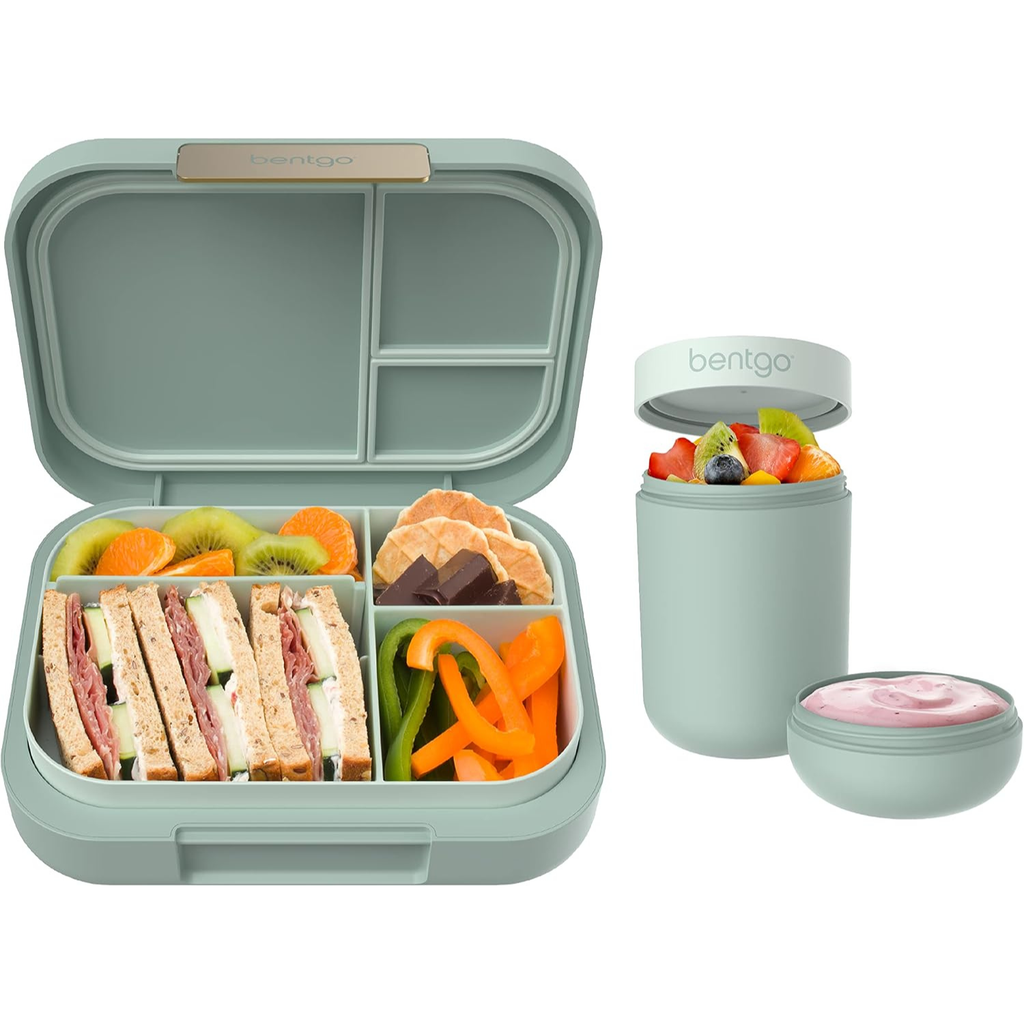 Modern Bento-Style Lunch Box Set With Reusable Snack Cup