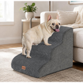 Made4Pets Dog Stairs Ramp, 15.7" 3-Step Foam Pet Steps, Grey