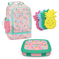 2-in-1 Backpack & Insulated Lunch Bag Set With Kids Prints Lunch Box and 4 Reusable Ice Packs (Tropical)
