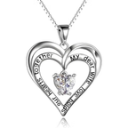 S925 Sterling Silver Heart Necklace for Wife, Crystal Heart Pendant with Adjustable Chain