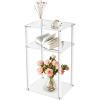 Acrylic End Table, Clear 3-Tier Side Table for Bedroom & Living Roo
