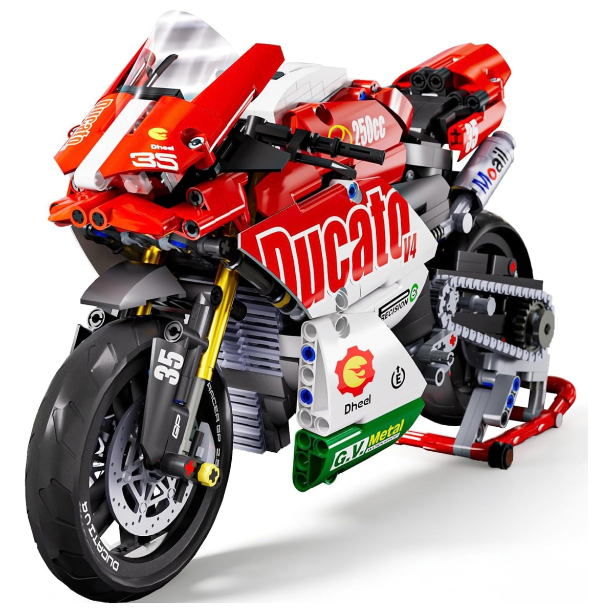 1:10 Motorcycle Building Set, 883-Piece Model Kit with Display Stand