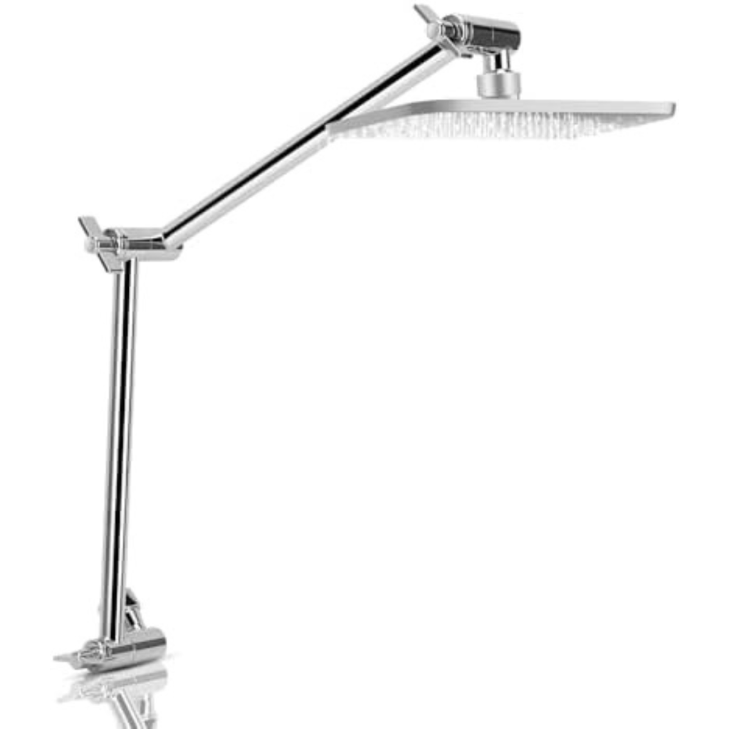 18" Shower Extension Arm, Solid Brass Shower (Silver)