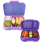 Pop Lunch Box (Periwinkle/Pink) Set With Kids Bento-Style Snack Box (Purple)