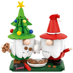 Holiday Gnomes Building Set, 385-Piece Christmas Gnome Decor with Cookies & Milk