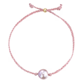 Blush Baroque Pearl Bracelet, Adjustable Pearl Bracelet with Removable Center Pearl & Gift Box