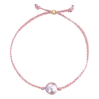 Blush Baroque Pearl Bracelet, Adjustable Pearl Bracelet with Removable Center Pearl & Gift Box