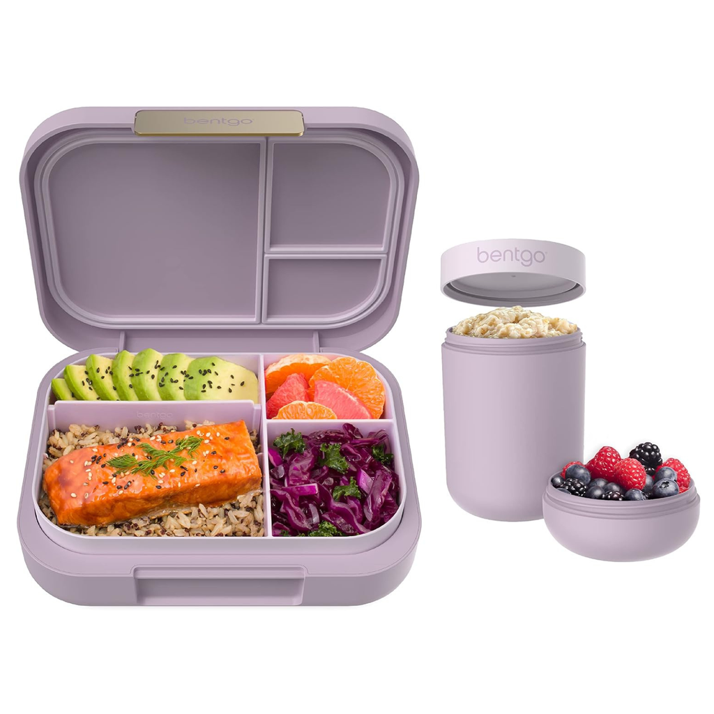 Modern Bento-Style Lunch Box Set With Reusable Snack Cup (Orchid)