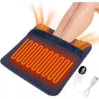 Double-Sided Electric Foot Warmer, LCD Display Foot Heating Pad, Navy