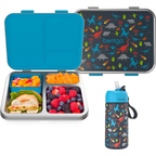 Kids Stainless Steel Lunch Box and Water Bottle Set (Dinosaur)