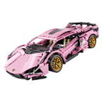 Pink Race Car Building Blocks, 1:14 Supercar Model Kit