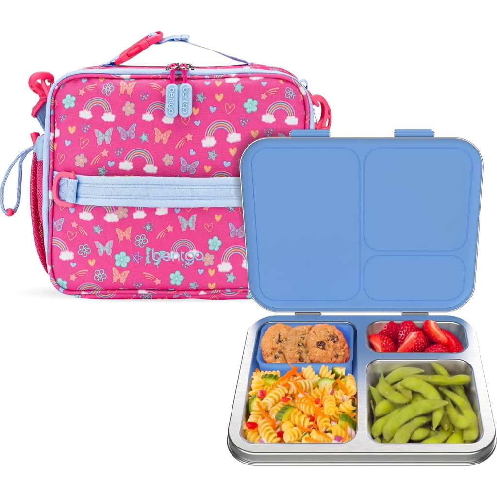 Kids Insulated Lunch Bag and Stainless Steel Lunch Box Set
