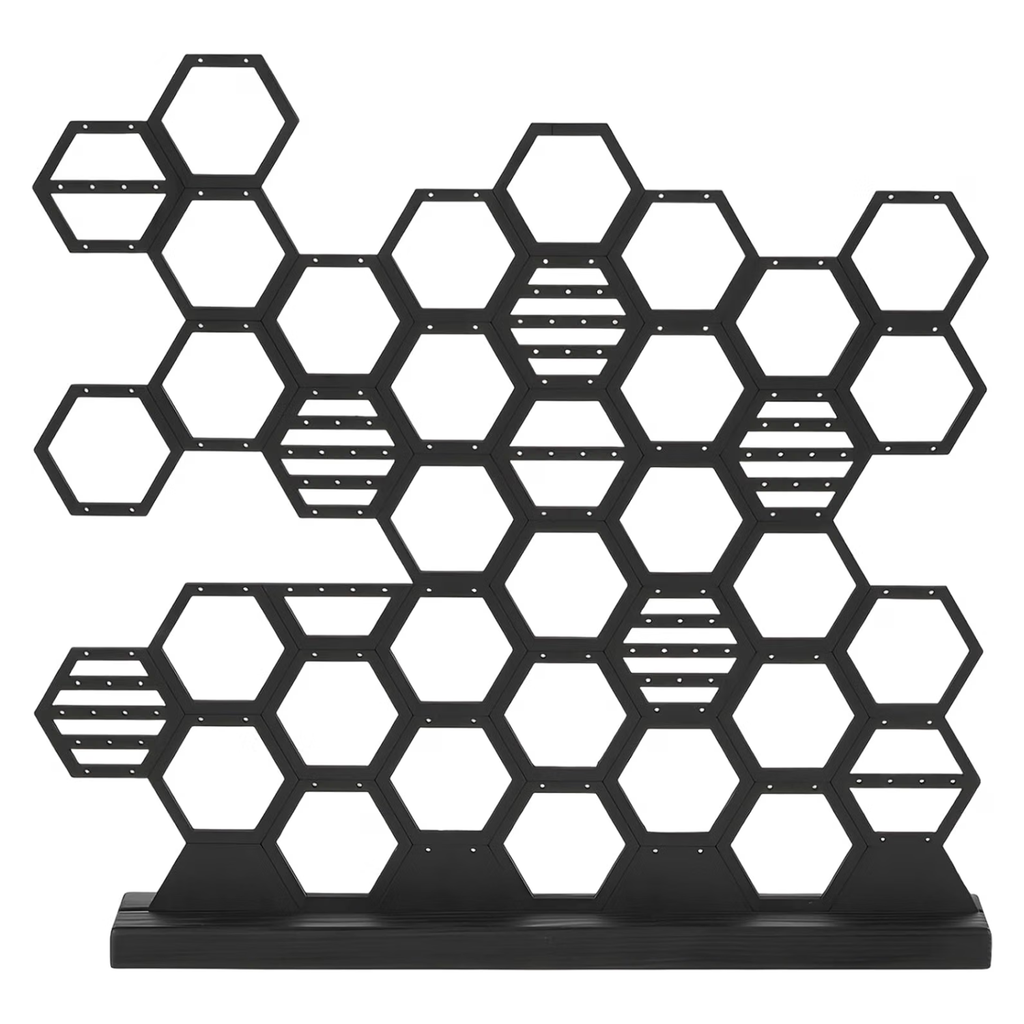 Black Honeycomb Wood Earring Holder, 140+ Hole Jewelry Display Stand for Studs & Dangle Earrings