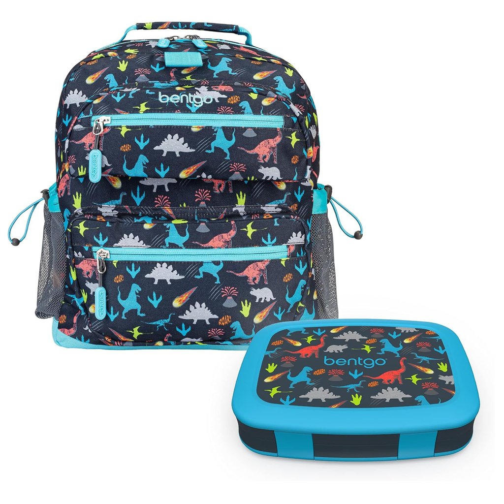Kids 14” Backpack Set With Kids Prints Lunch Box (Dinosaur)
