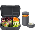 Modern Bento-Style Lunch Box Set With Reusable Snack Cup (Dark Gray)