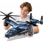 Military Helicopter Building Kit, V-22 Osprey Aircraft Model, 1,486 Pieces