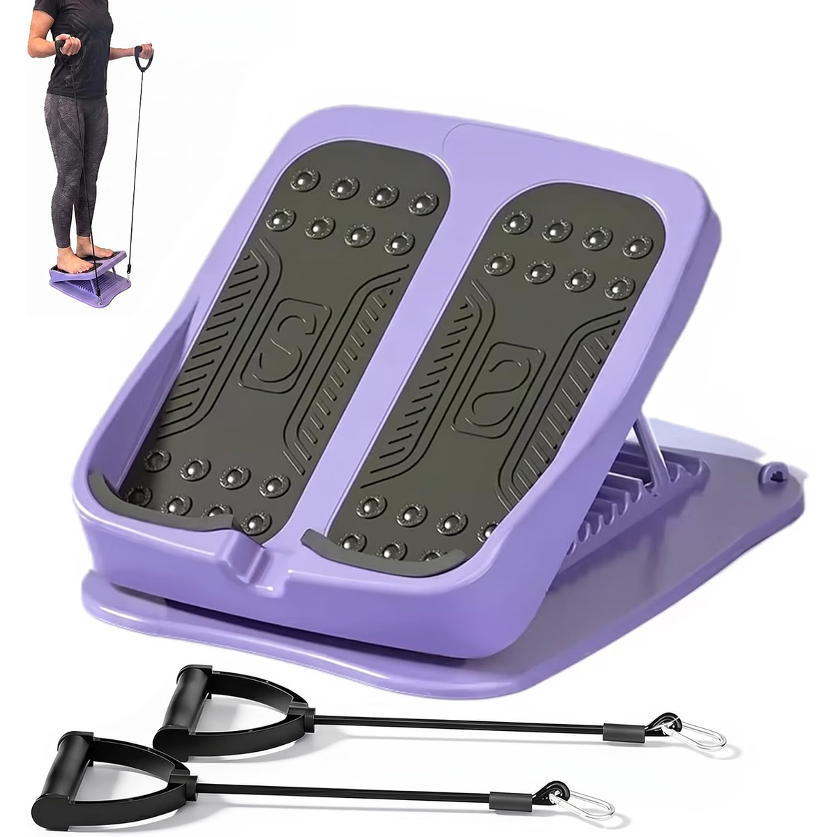 Slant Board for Calf Stretching, 9-Level Adjustable Incline Board with 2 Resistance Bands