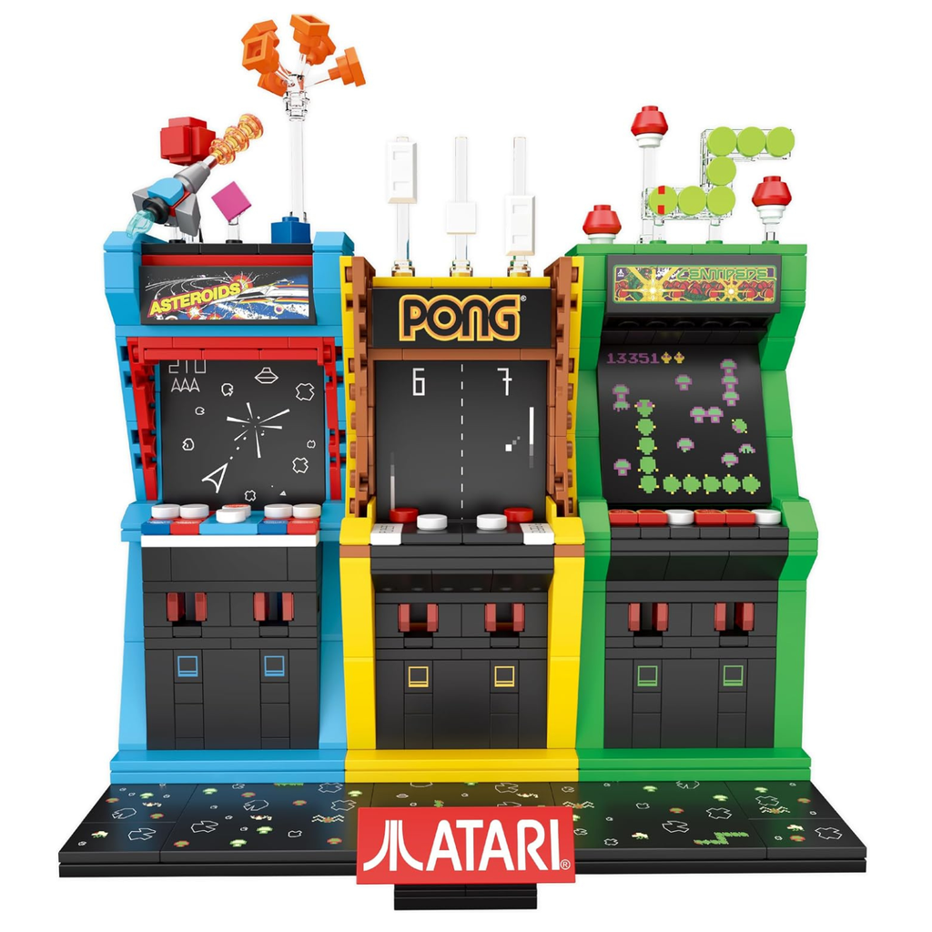 Atari Arcade Classics Building Set, 617-Piece 3-Cabinet Retro Gaming Model