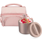 Stainless Steel Food Canister (Rose Gold) and Deluxe Lunch Bag Set (Blush)