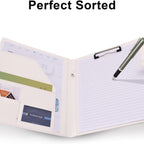 Professional Business Padfolio Clipboard Folder, PU Leather Resume Portfolio with Magnetic Closure, Letter/A4 Document Organizer Case Holder for Men Women Interview Meeting (White)