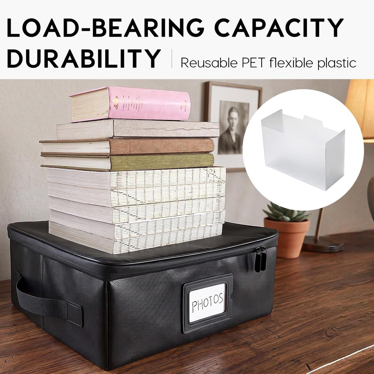 Photo Storage Box Holds 2000+ 4x6 Photos - Fire Resistant Archival Picture Organizer Container with Lid Dividers & Labels