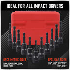 53-Piece Master Magnetic Impact Nut Driver Set – 1/4" Hex Shank Standard & Extended 6" Deep Nut Setters, SAE & Metric Sockets, Wing Nut Driver, Ratchet Wrench & Socket Adapters with Storage Cases