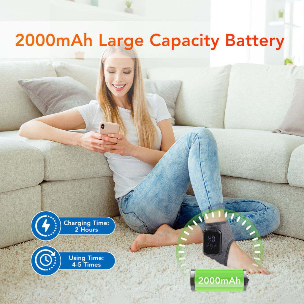 Electric Ankle & Foot Massager Wrap with Heat, Cordless Heated Ankle Brace