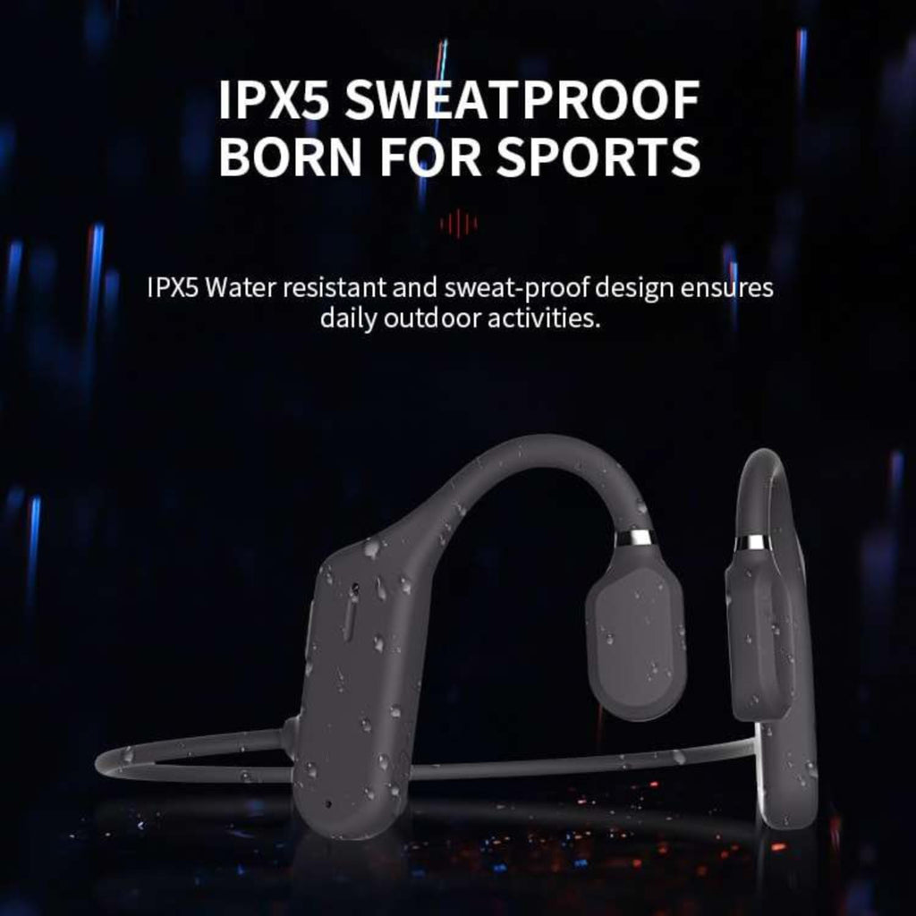 Open-Ear Bone Conduction Headphones – Bluetooth 5.0 Wireless Sports Headset with Built-in Mic, IPX5 Waterproof, Ultra-Lightweight 18g Design & 5-Hour Playtime for Running, Cycling, Driving & Workouts