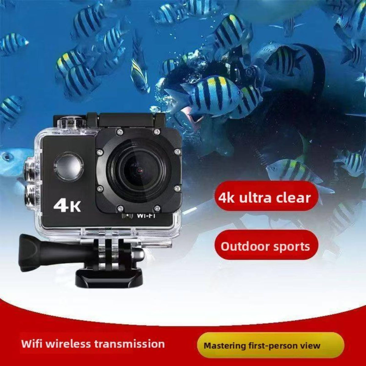 4K Ultra HD Sports Action Camera 16MP Underwater Waterproof Camcorder up to 30M (98ft) with WiFi Control