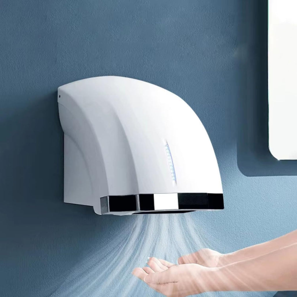 Commercial Electric Automatic Hand Dryer High Speed Wall Mounted Hot & Cold Air Sensor Hand Dryer, Fast Drying Infrared Motion Sensor Blower for Bathroom, Hotel, Office & Home Use (White & Chrome)