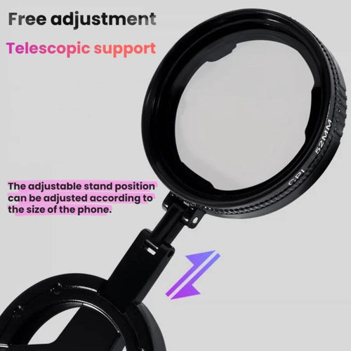 52mm CPL Phone Camera Lens Filter with Magnetic Mount Bracket - 360° Rotatable Circular Polarizer Lens Kit