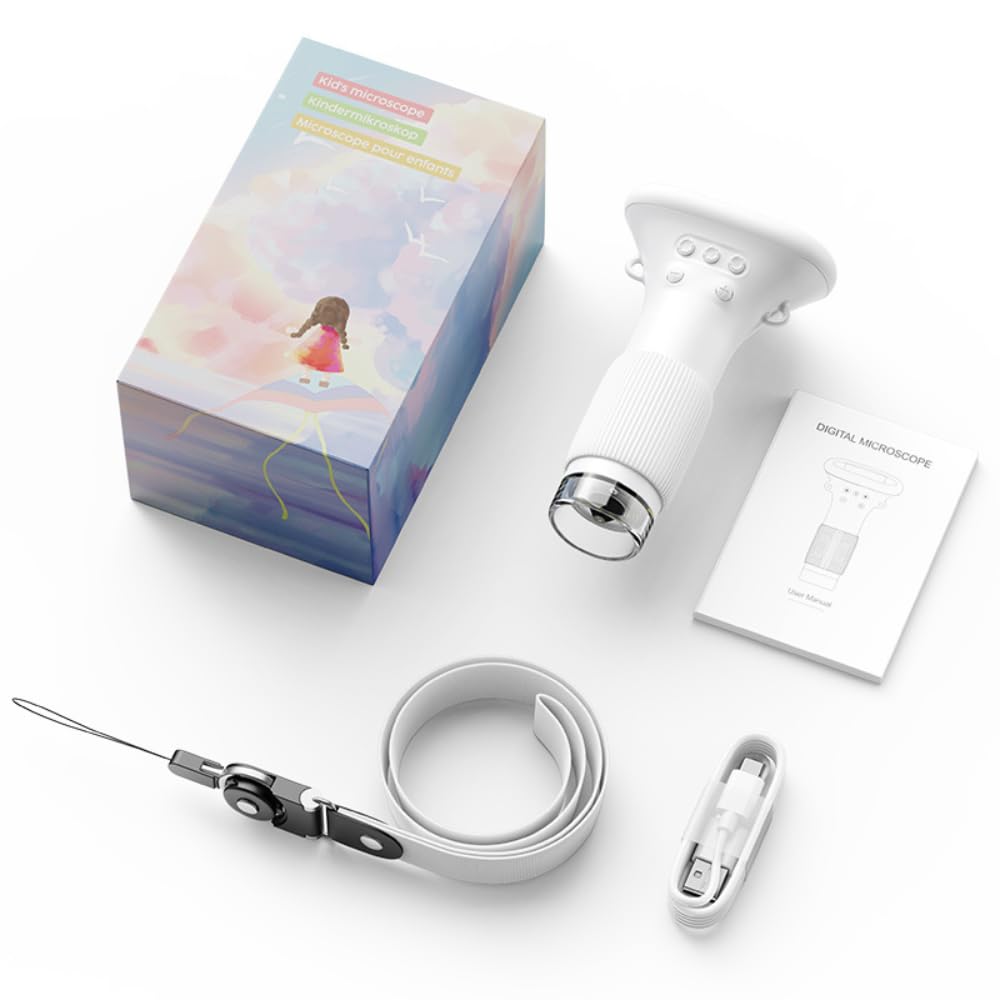 Kids Microscope - 1000X Buggy Lens Portable, Photo & Video, 2'' Digital Screen