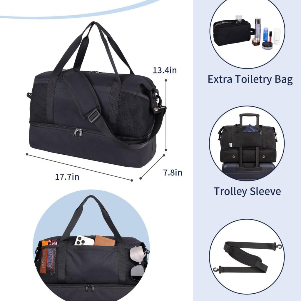 Personal Item Bag 18x14x8 Travel Duffel Bag, Underseat Carry On Luggage with Shoe Compartment