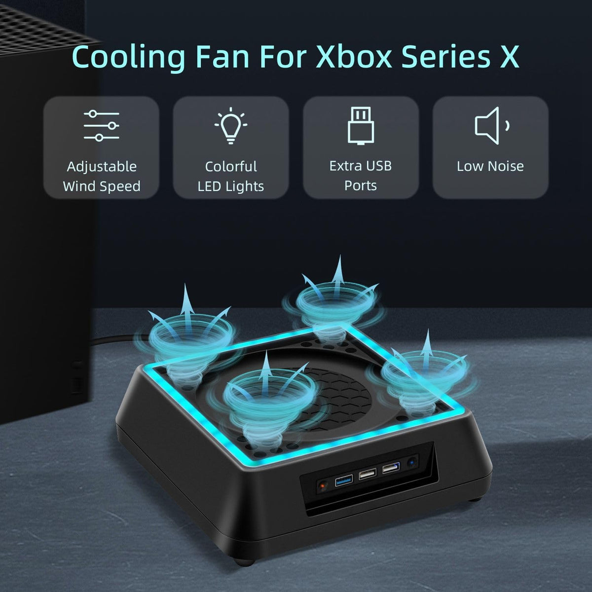 Multifunctional Cooling Dock Vertical Charger Station Fast Dual Controller Charging Stand High Speed Heat Dissipation Fan USB Hub